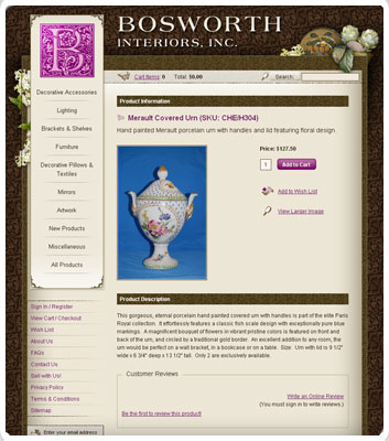 screenshot of the Bosworth Interiors, Inc. website
