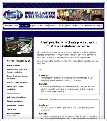 screenshot of the Installation Solutions, Inc. website