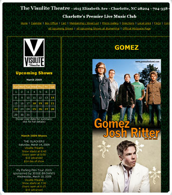 screenshot of The Visulite Theatre website
